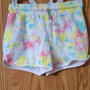 Cat and Jack Girls Size L 10/12 Pull On Stretchy Shorts- White Pink Blue Yellow